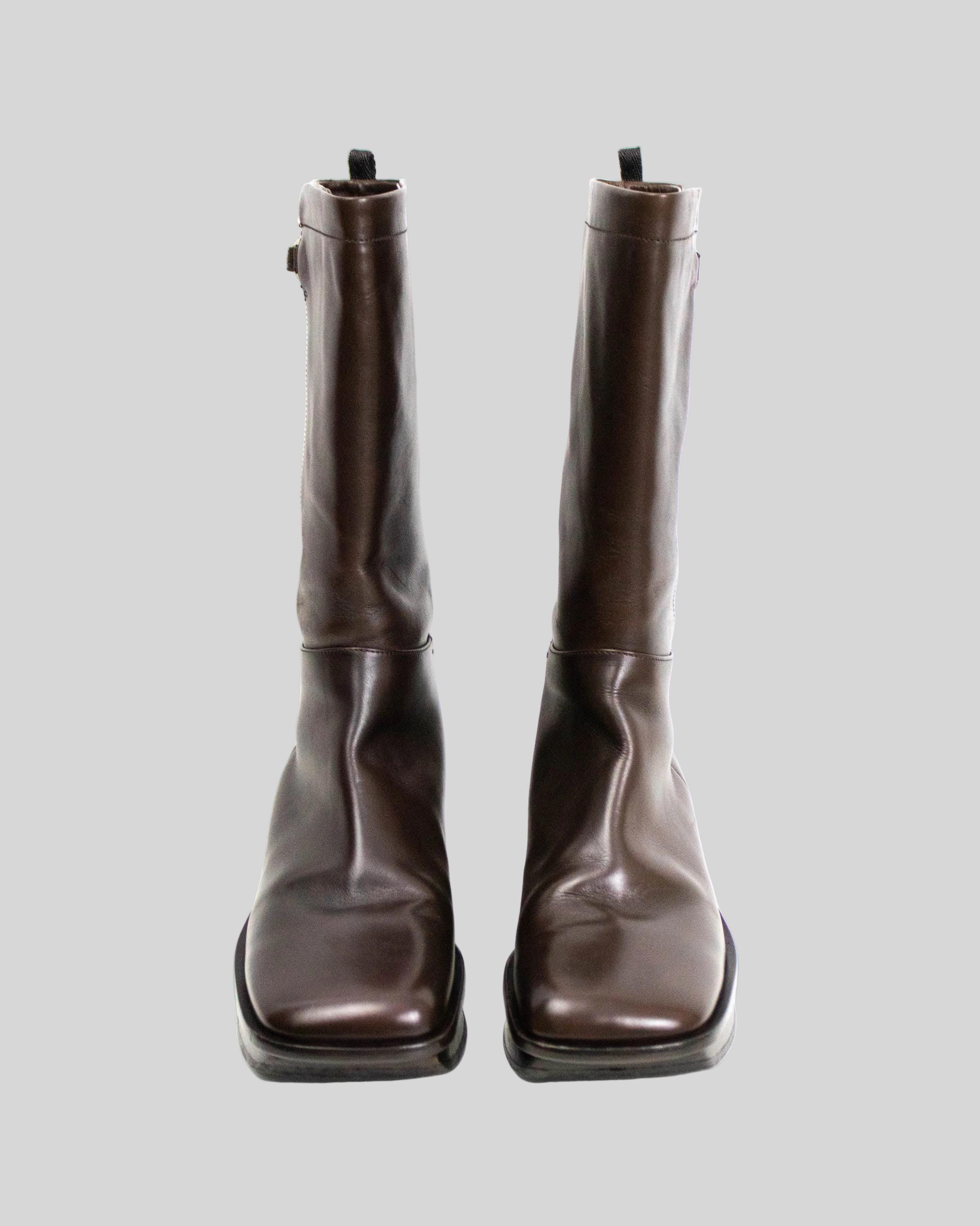 Vintage Prada S/S 1999 Brown Leather Split Sole Boots / 37.5 (US