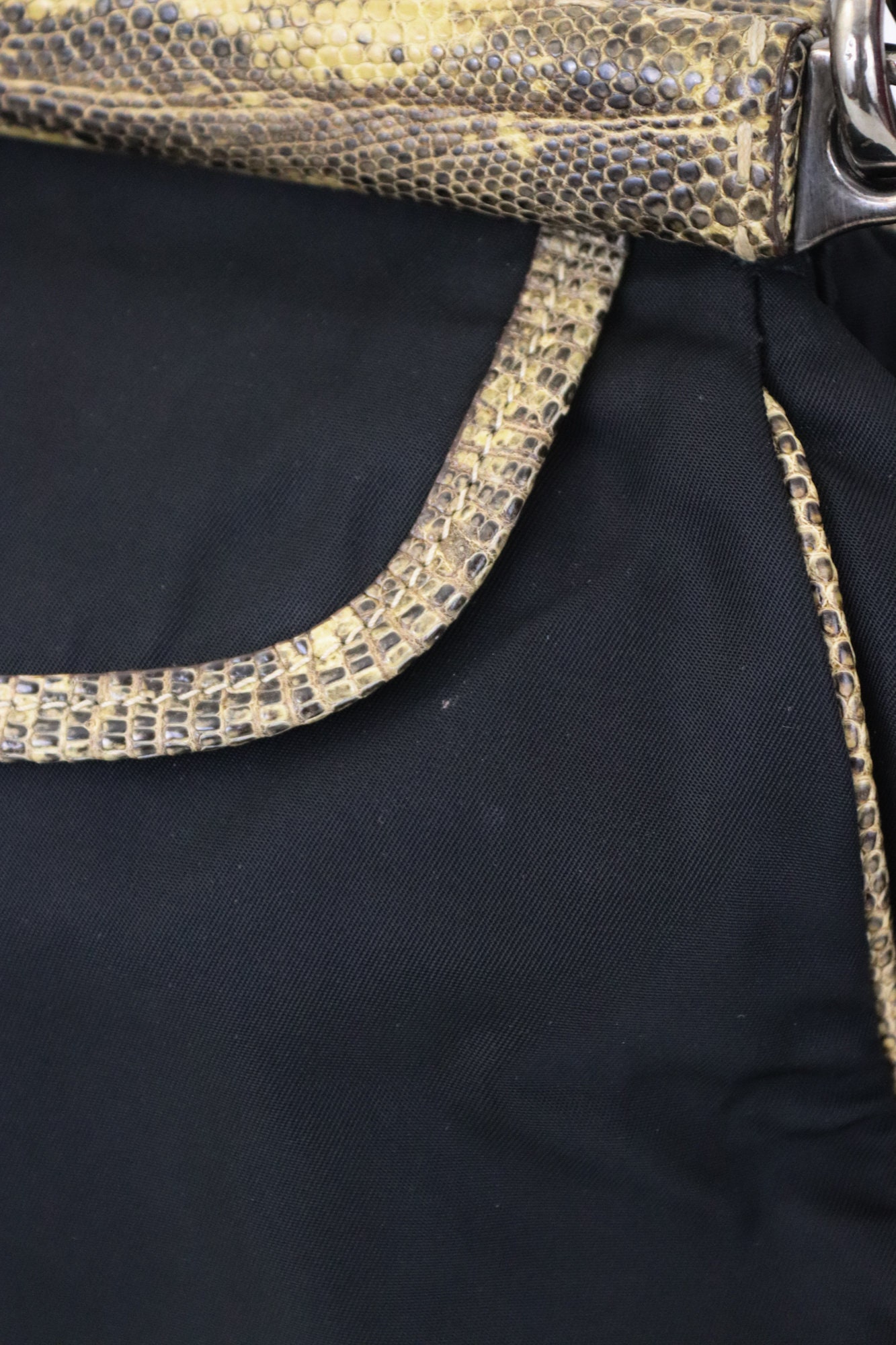 Vintage 1990s 2000s PRADA Milano Nylon Leather Lizard Crocodile 
