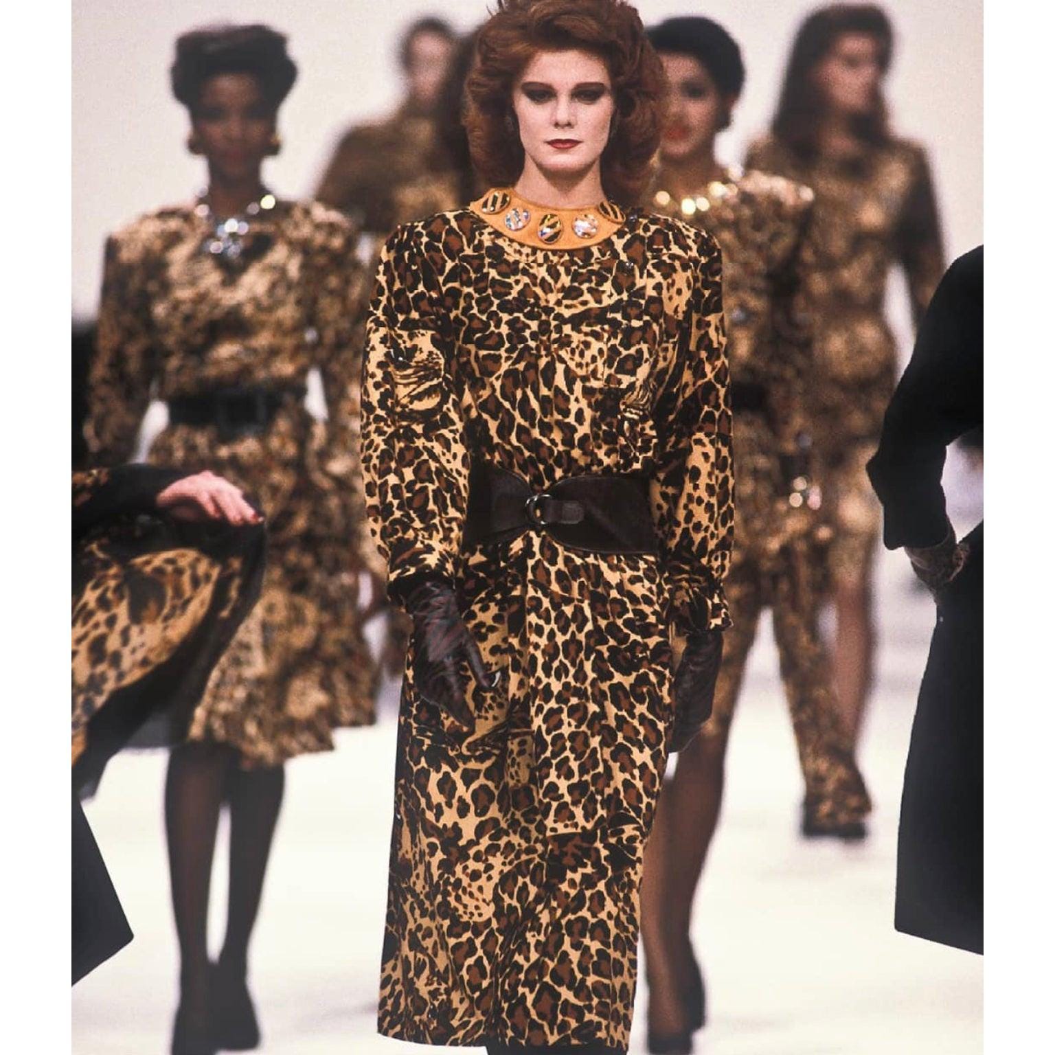 saint laurent leopard-print silk-chiffon maxi dress Saint Laurent Leopard print silk long dress|503163Y352R9773