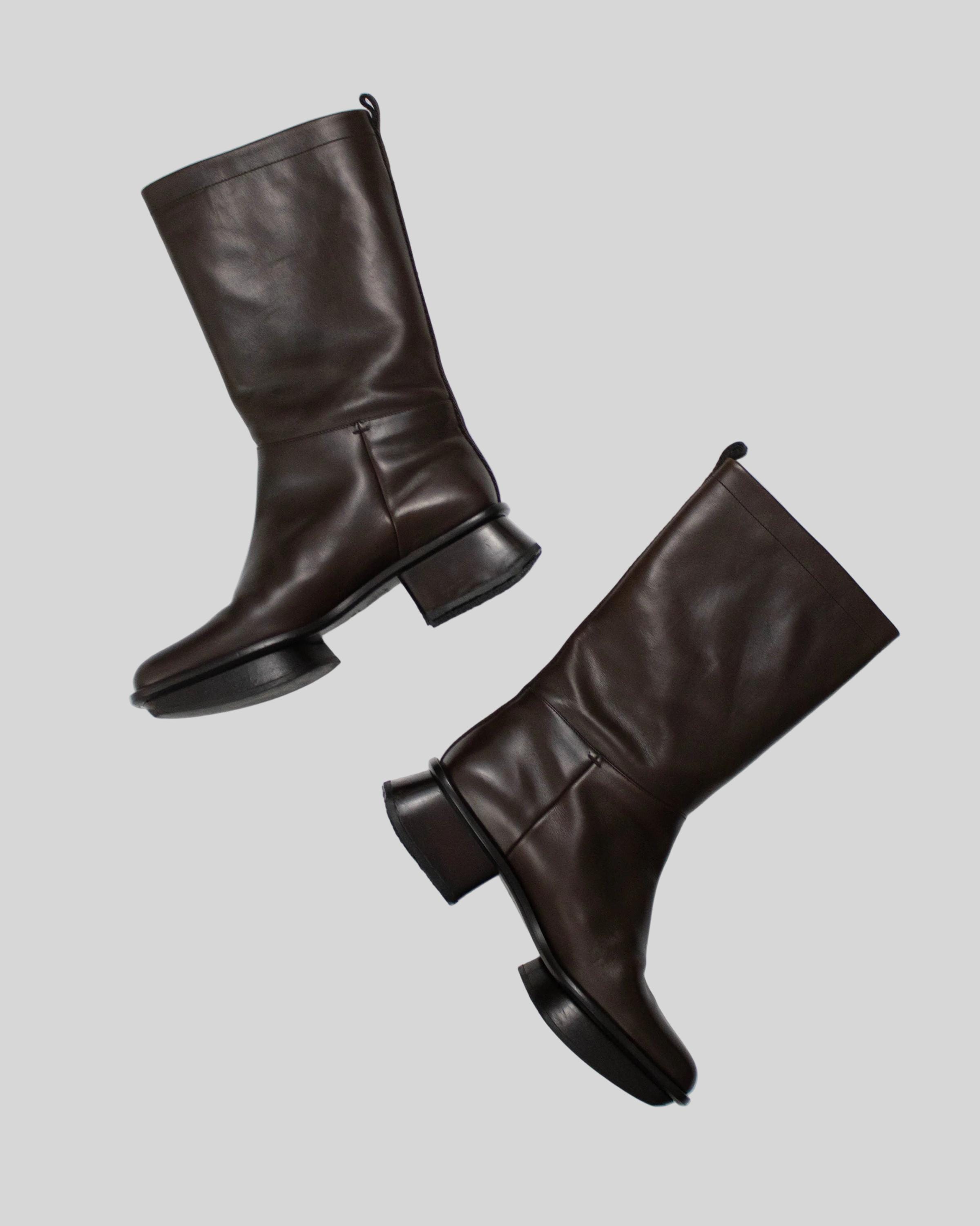 Vintage Prada S/S 1999 Brown Leather Split Sole Boots / 37.5 (US