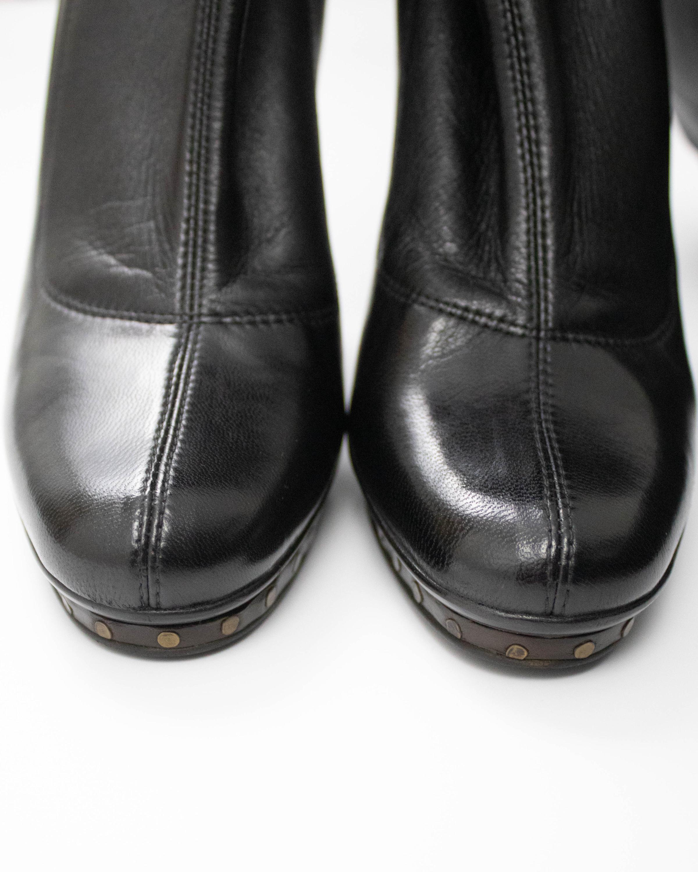 Vintage F/W 2003 Gucci by Tom Ford Black Thigh High Boots G Logo 