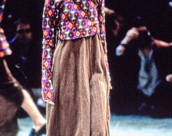 Vestido largo de lana azul marino con bordes deshilachados Comme des Garçons O/I 1994 vintage / M