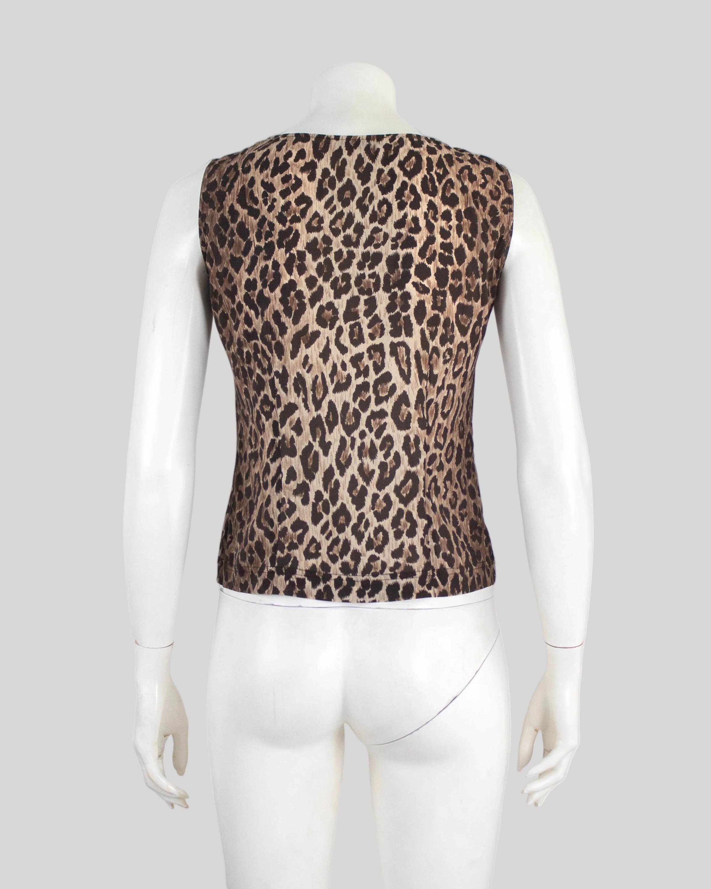 Vintage S/S 1997 Dolce&gabbana Leopard Print Silk Tank Top / IT 42
