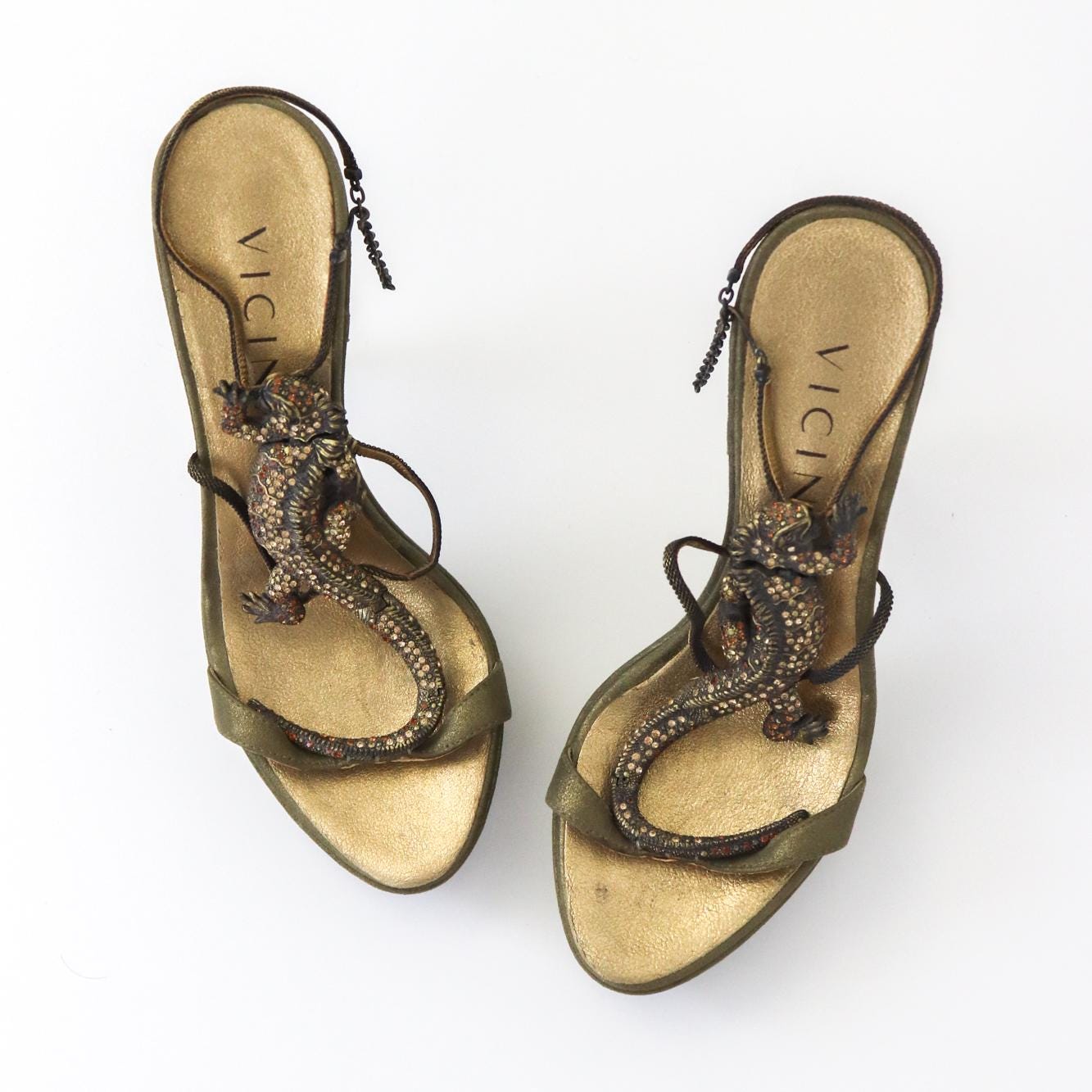 vicini フラット　バレエシューズ　Giuseppe Zanotti Vintage Vicini Giuseppe Zanotti Crystal Embellished Lizard