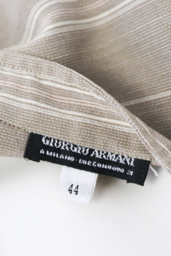 Vintage 90s Giorgio Armani Beige Striped Oversize… - image 3