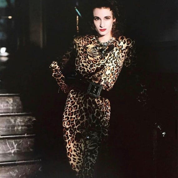 Vintage F/W 1986 Yves Saint Laurent Rive Gauche Leopard Silk Dress
