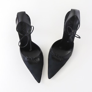 Vintage Gucci by Tom Ford Black GG Logo Monogram Mules Pointed Toe Heels / 37.5 (US 7.5)