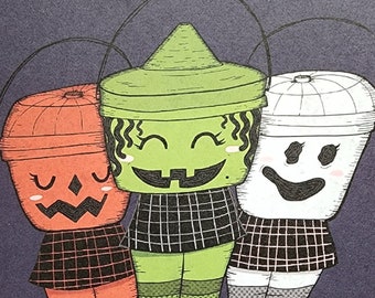 Halloween, Spooky - Candy Bucket Girl 9X6 Matte Art Print