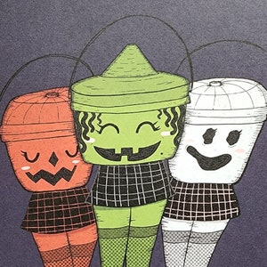 Halloween, Spooky - Candy Bucket Girl 9X6 Matte Art Print