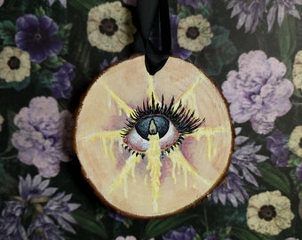 Melting Eye Acrylic Painting with Black Ribbon