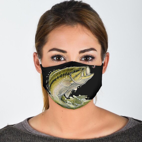 Bass Fishing Face Mask. Fish Designer Face Mask. 100 Washable Etsy