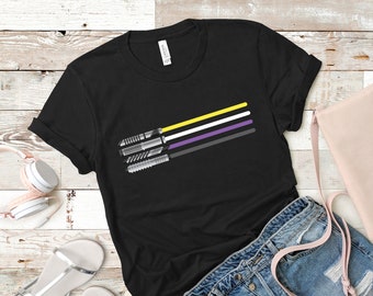 Subtle Nonbinary Shirt - Enby Pride Pride Lightsabers LGBT Unisex T-Shirt