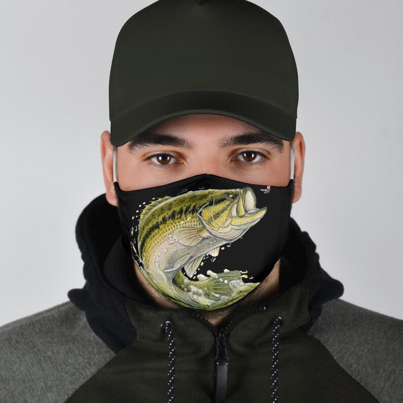Bass Fishing Face Mask. Fish Designer Face Mask. 100 Washable Etsy