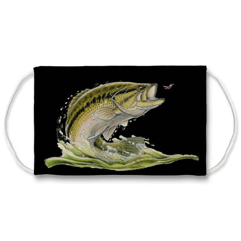 Bass Fishing Face Mask. Fish Designer Face Mask. 100 Washable Etsy