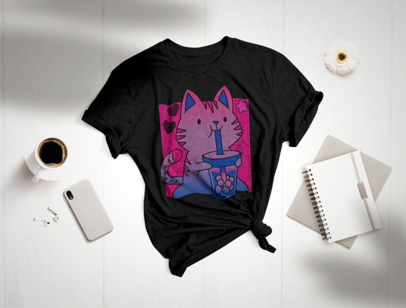 Kawaii Cat Bisexual Pride Shirt Kawaii Bisexual Shirt Bi Etsy