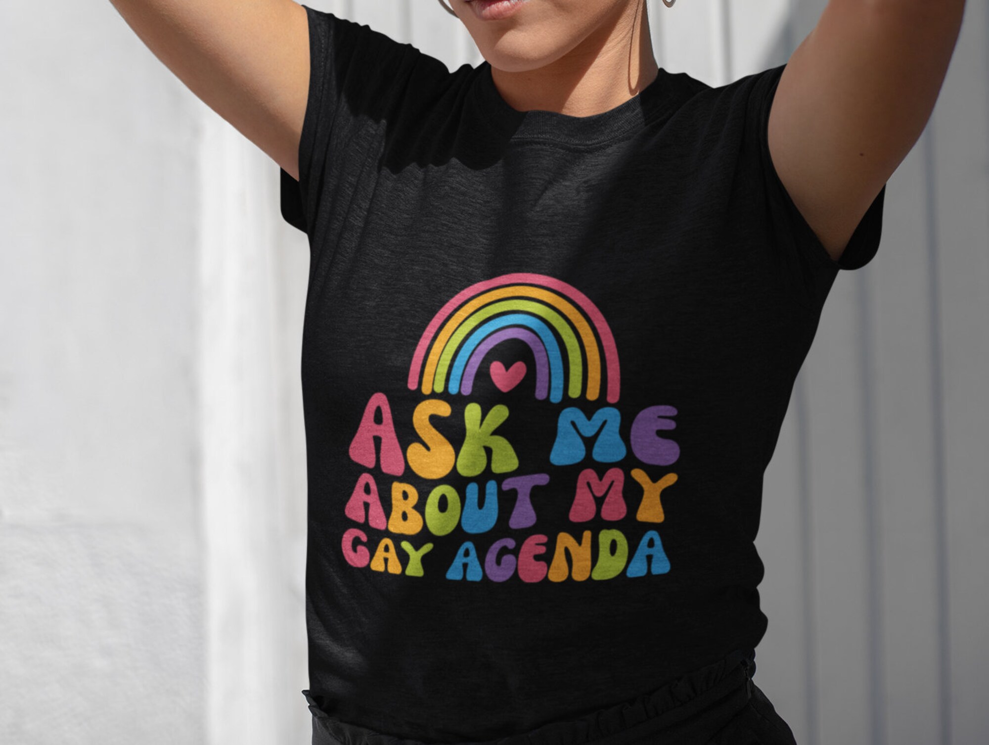 Discover Funny LGBT Shirt - Ask Me About My Gay Agenda Unisex T-Shirt