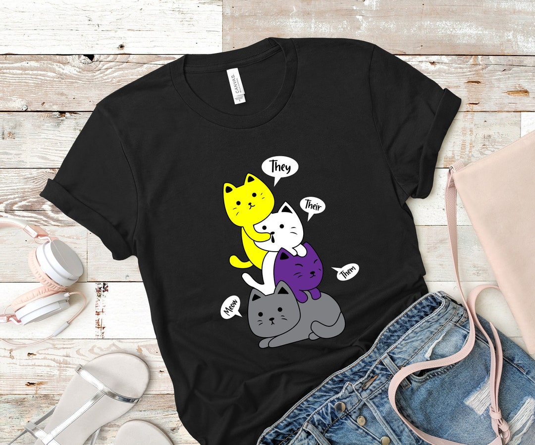 Nonbinary Shirt Non Binary Cats. Non Binary Shirt Enby - Etsy