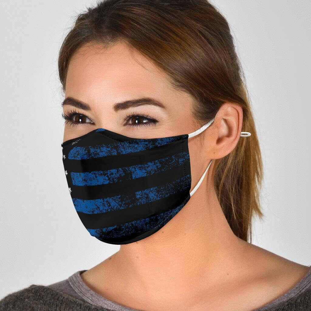 Police Face Mask Thin Blue Line Mask with Filter and Nose Etsy