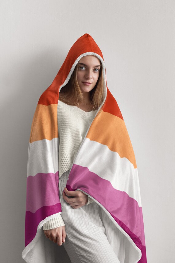 Lesbian Flag Hooded Blanket Lesbian Pride LGBT Christmas Gifts