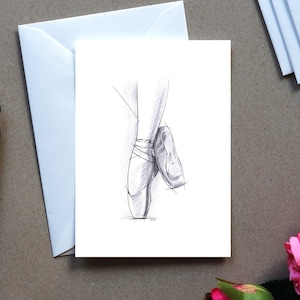 Ballett-Postkarte, Spitzenschuh-Zeichnung, Kunstkarte, Geschenk, Geburtstagskarte, Grußkarte, Druck in A6
