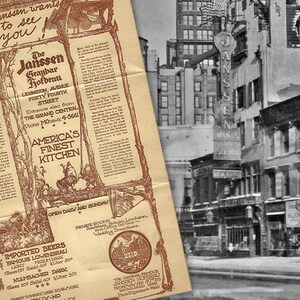 Vintage Menu, Janssen&#39;s Hofbrau, Souvenir Menu, Restaurant Ephemera, Vintage Advertising, Vintage New York, Vintage Restaurant