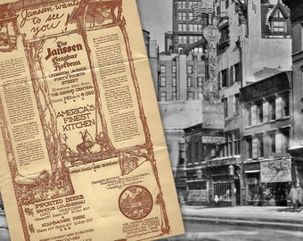 Vintage Menu, Janssen's Hofbrau, Souvenir Menu, Restaurant Ephemera, Vintage Advertising, Vintage New York, Vintage Restaurant