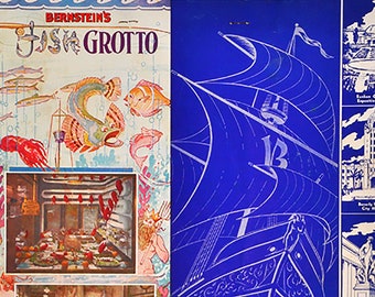 Vintage Menu, Bernsteins Fish Grotto, Souvenir Menu, Restaurant Ephemera, Vintage Advertising, Seafood Restaurant, Vintage Los Angeles