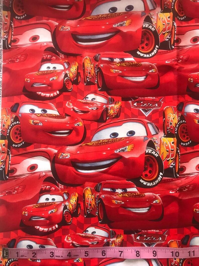 Disney Cars Lightning McQueen cotton fabric sold as fat Etsy