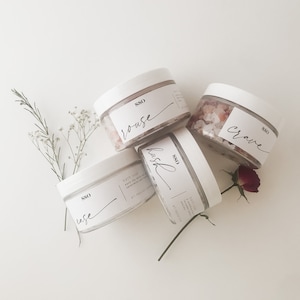 Lavender Bath Soak | Dead Sea Salt Small Batch Essential Oils with Lavender Buds | Coarse Salt | Stress Relieving Bath Salts | 4 oz | Hush