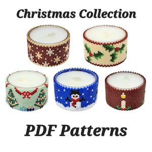 以下が含まれることがあります： クリスマスコレクションPDFパターン。 ビーズデザインのティーライトキャンドルホルダー5個。 デザインには、雪の結晶、ヒイラギ、クリスマスツリー、雪だるま、ろうそくが含まれます。 キャンドルホルダーは、赤、緑、青など、さまざまな色があります。