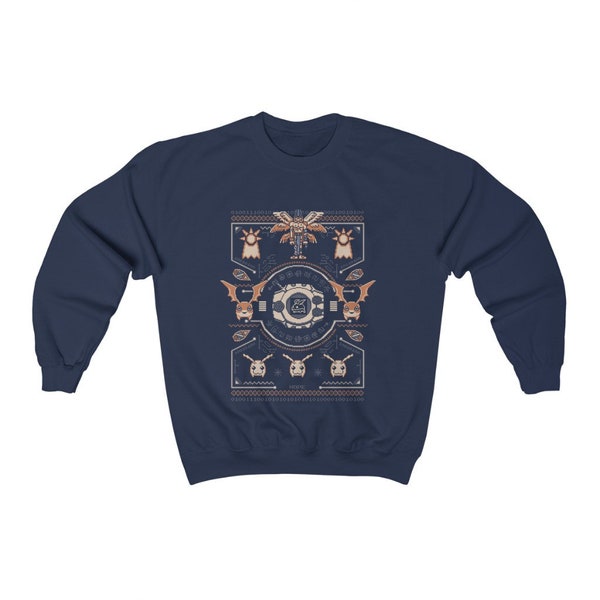 Patamon Digimon Sweater - Angemon Crest of Hope - Pixel art Crewneck Sweatshirt