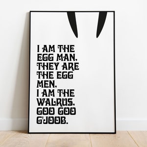 I am the walrus Poster | Beatles Print | Music wall art | Graphic Design Poster | Music poster | The Beatles | Digital Download