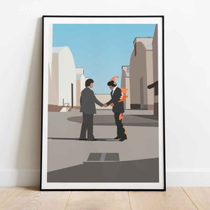 Cartel de diseño gráfico / Arte minimalista / Pink Floyd / Ojalá estuvieras aquí