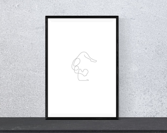 Minimalist Yoga Print | Digital Print | Continuous One Line Art | Yoga Wall Decor | Line Drawing