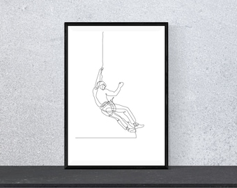 Climbing Print | Rock Climber Gift | Rock climbing Art | Extreme Sport Print | Monoline | Rock Climbing Gift | Sport Trad Climbing