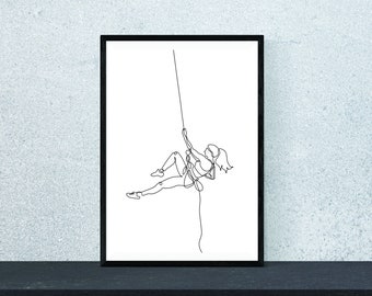 Climbing Print | Female Climber | Rock climbing Art | Extreme Sport Print | Climb Like A Girl | Monoline | Rock Gift | Outdoor Adventure