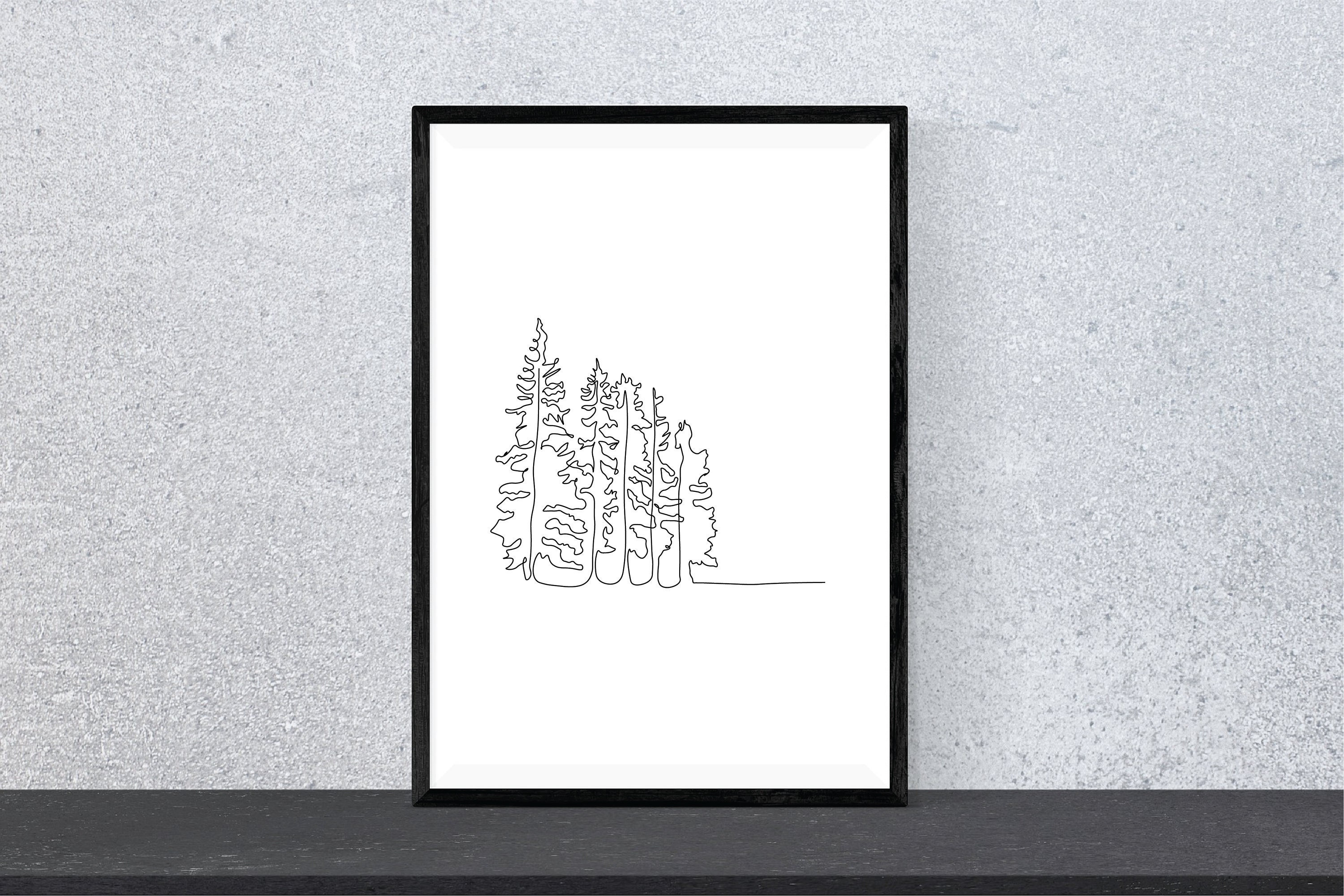 Minimalist Forest Trees I Digital Print I Continuous One Line | Etsy
