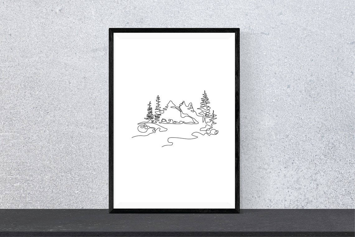 Set of Three Minimalist Outdoor Prints Monoline Nature Etsy