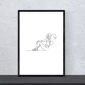 Impression d&#39;art au trait Backpacker : décoration murale de randonnée minimaliste (téléchargement numérique)