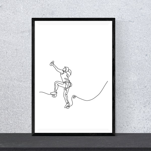 Bouldering Print | Boulder | Rock climbing Art | Extreme Sport Print | Climb Like A Girl | Monoline | Bouldering Gift | Outdoor Adventure