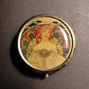 Small vintage metal pill box - Old Small Round Pill Box For Your Collection