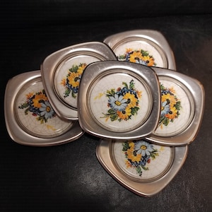 6er Set Vintage Untersetzer Deutschland Mid Century - Florale Untersetzer für Vintage Küche Bar Restaurant Dekor