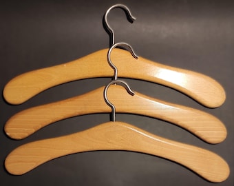 6 Vintage Wood Coat Hangers: 1950s Mismatched Clothing Hanger Set