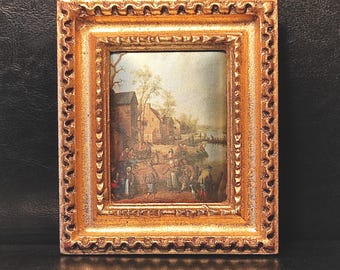 Small Vintage Golden Frame without glass, with old silkscreen printing