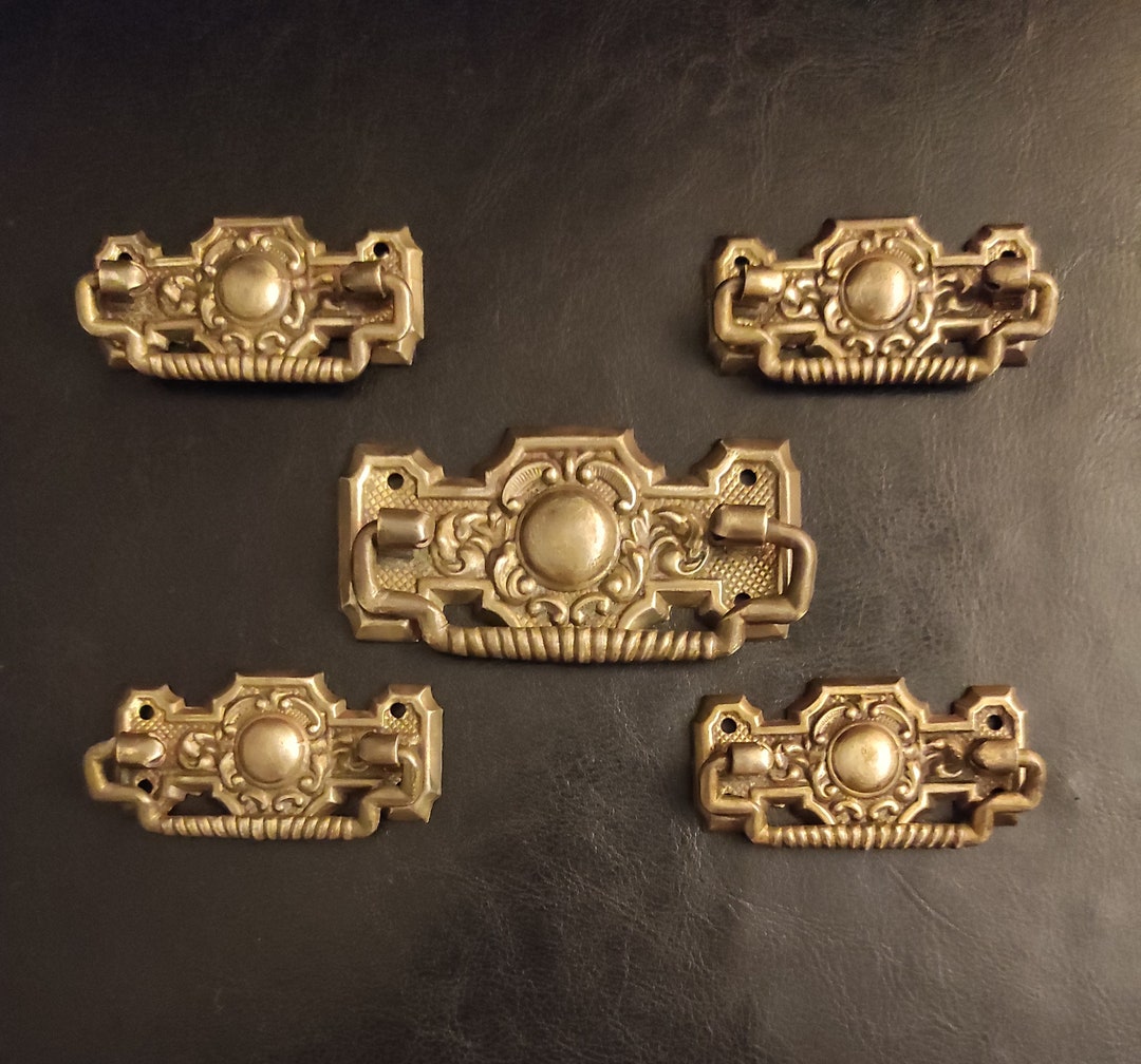 Set of Antique Drawer Handles. Vintage Small Brass Handles for Etsy