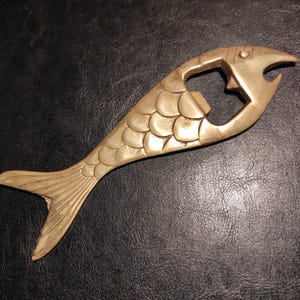 Vintage Solid Brass Nautical Design Bottle Opener/Old Fish Opener/Antique Brass Bottle Opener for Collection, Display or Gift