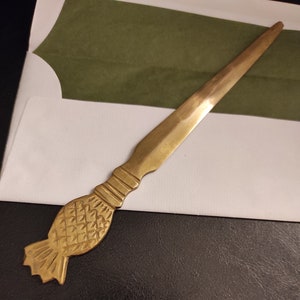 Navaja de oficina de latón vintage, abrecartas, abridor de sobres, cortapapeles, cortador de papel de oficina, decoración de escritorio, abrecartas de regalo