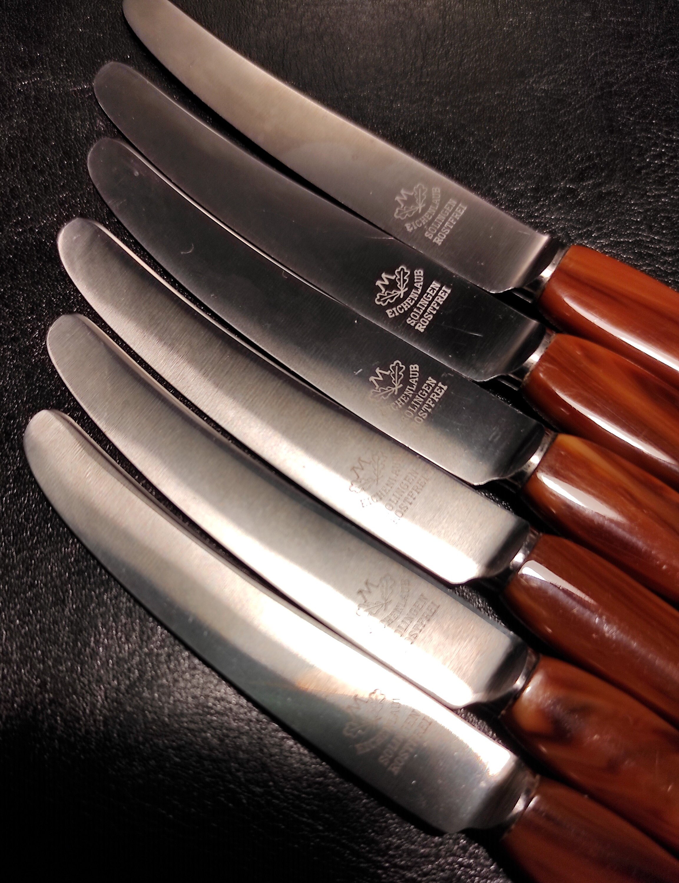 Solingen Eichenlaub - Vintage Set of 6 Fruit Knives With Bakelite