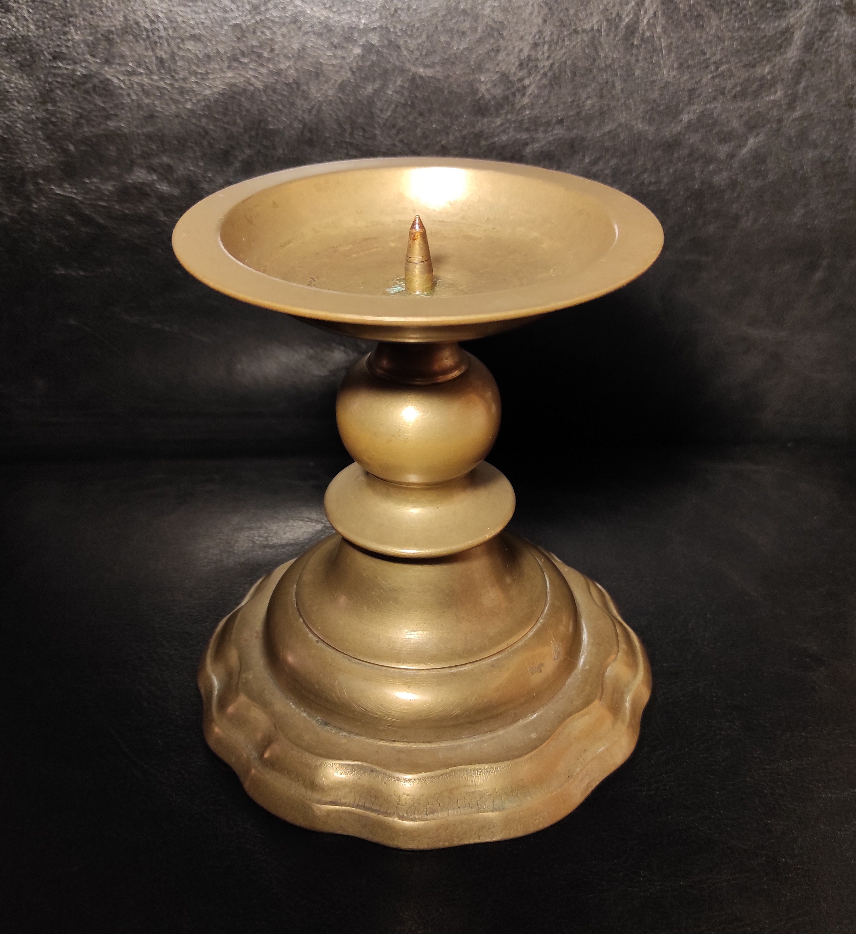Vintage Heavy ( 524 Grams) Brass German Candlestick - a