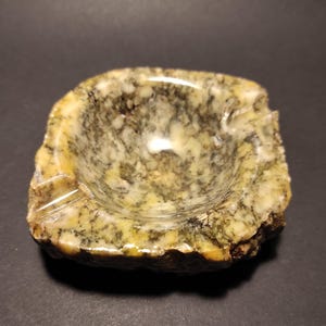 Vintage Alabaster Stone Italian Ashtray/Romano Bianchi Antique Small Natural Stone Ashtray or Bowl/Heavy Stone Ashtray or Trinket Bowl